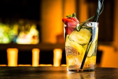 Moscow mule cocktail in a summer party night pub.